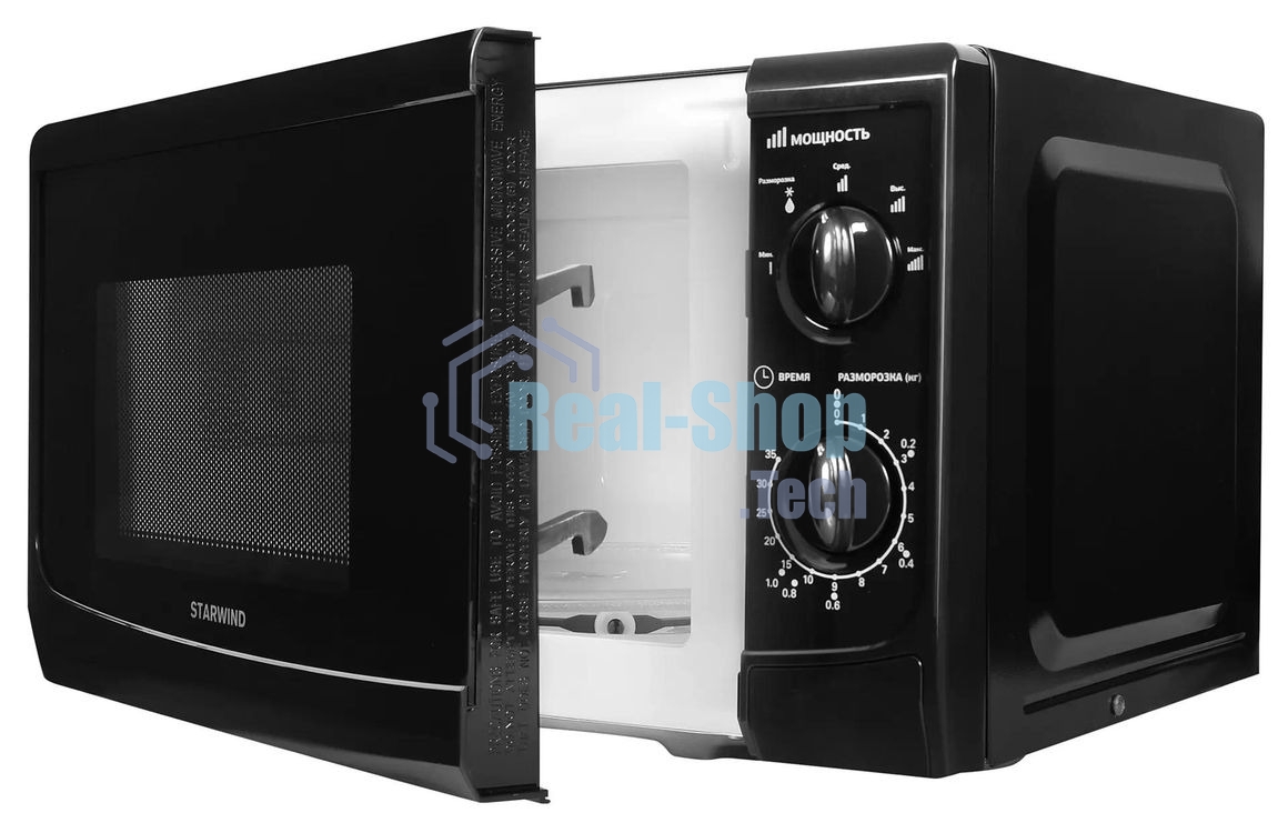 Микроволновая печь Starwind SWM5720 черный, 20 л, 700 Вт, переключатели - поворотный механизм