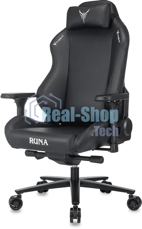 Кресло игровое Knight Runa черный экокожа крестов. металл