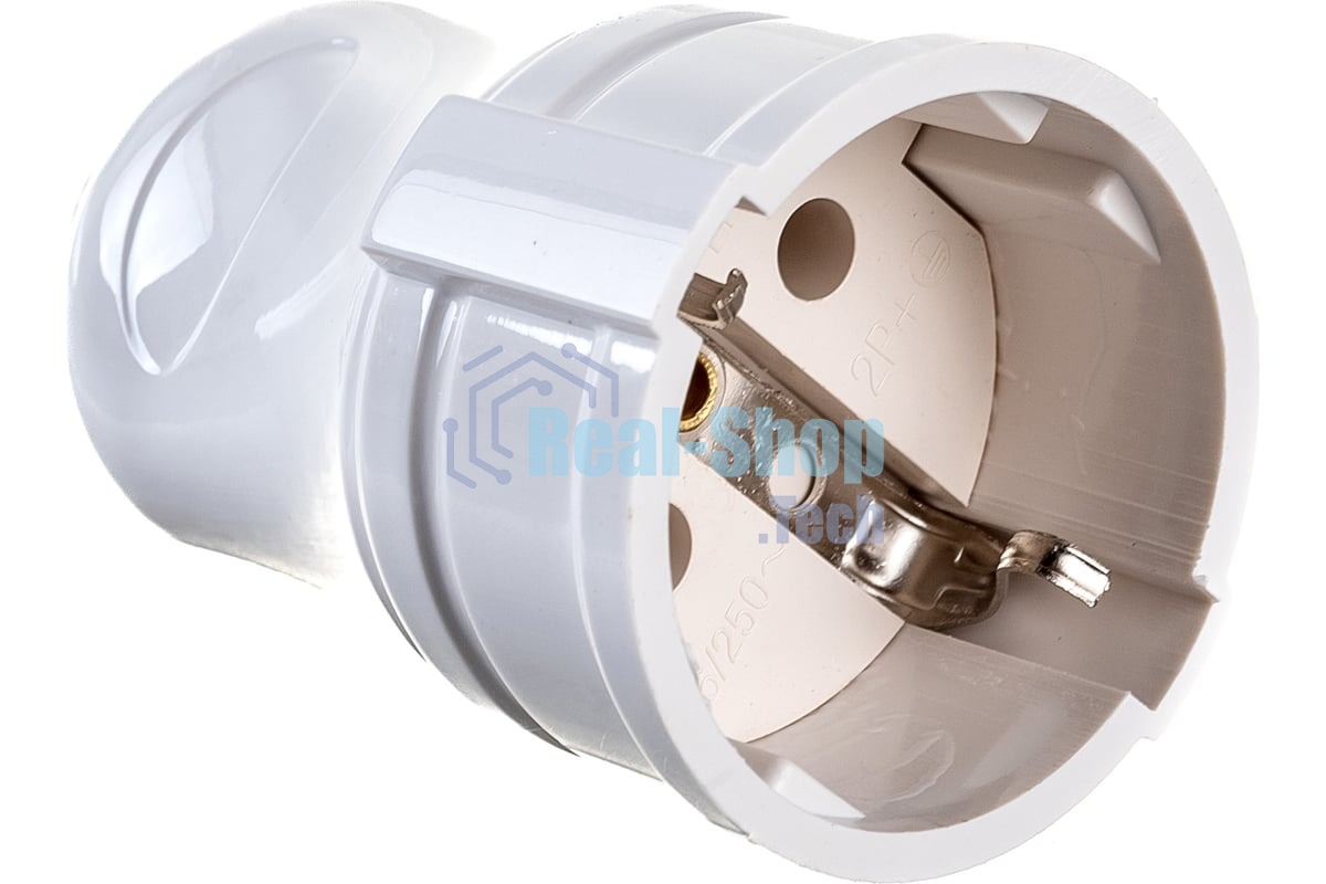 Розетка прямая разборная с заземл. РПп10-01-Ст 16А белый ИЭК ERP10-16-01-K01