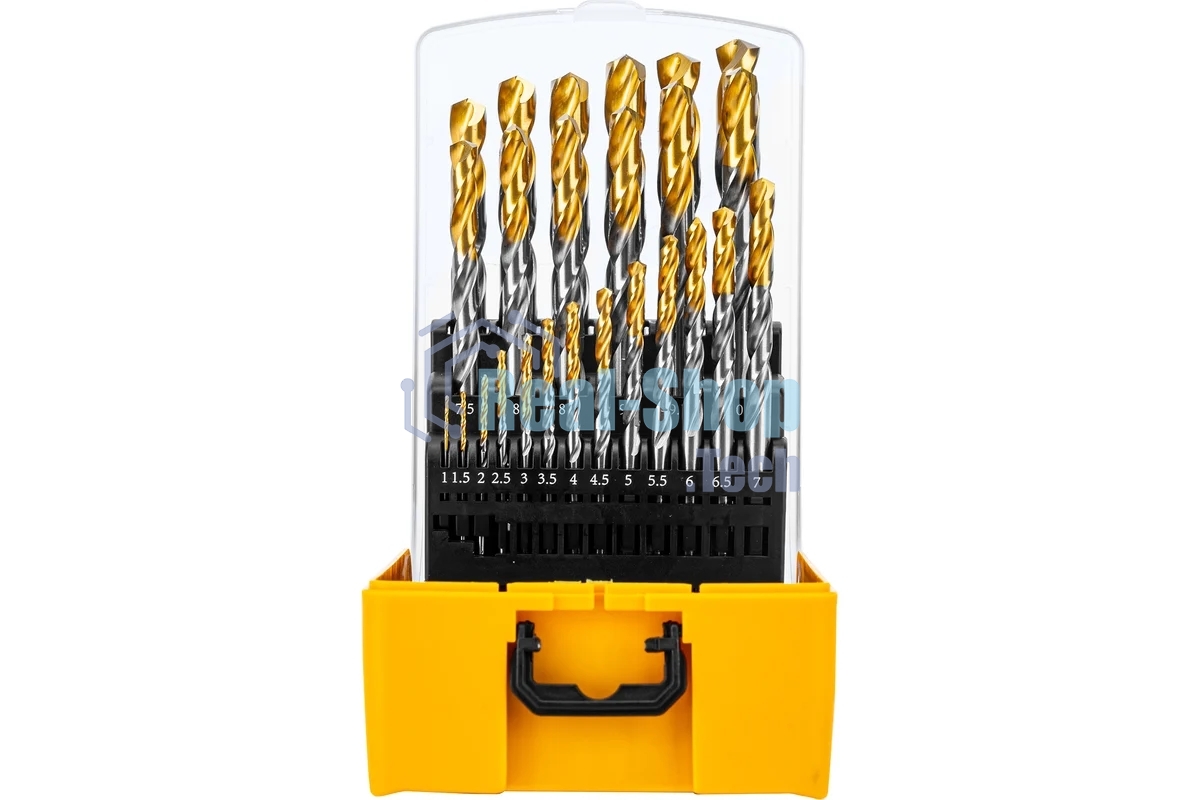 Набор сверл по металлу Denzel 1-13 мм, Р6М5-TiN, Golden Tip, 25 шт 723009