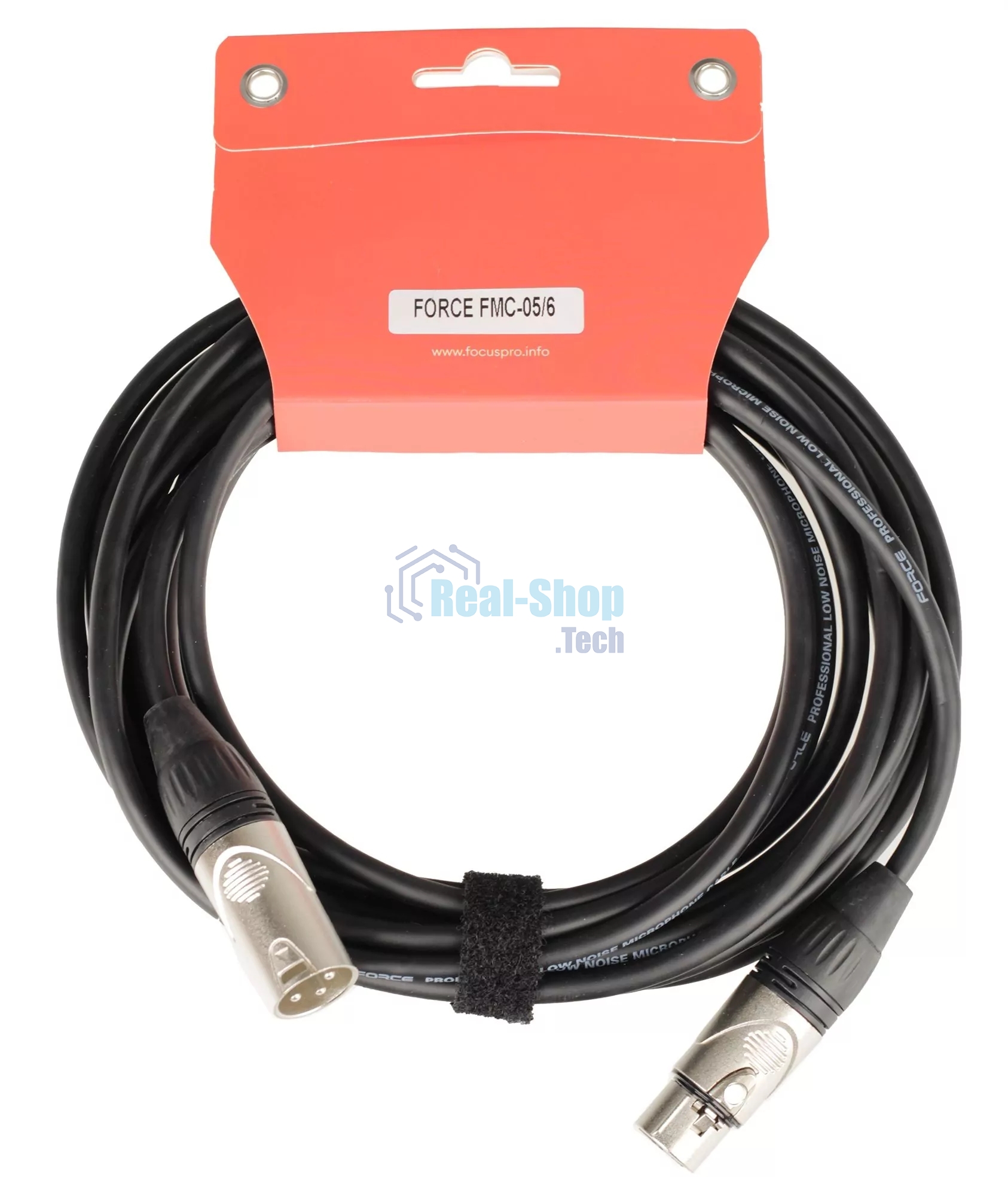 Кабель микрофонный FORCE FMC-05/6XLR (M) - XLR (F), высококачественный балансный, малошумящий с проводниками из безкислородной меди OFC, диаметр 6 мм, профессиональные металлические разъемы, длина 3 м, цвет черный