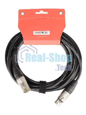 Кабель микрофонный FORCE FMC-05/6XLR (M) - XLR (F), высококачественный балансный, малошумящий с проводниками из безкислородной меди OFC, диаметр 6 мм, профессиональные металлические разъемы, длина 3 м, цвет черный