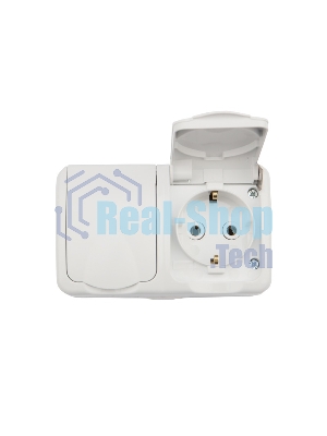 Блок из 2 розеток горизонтальный Kranz Mini OG открытой установки с заземлением, IP54 белый