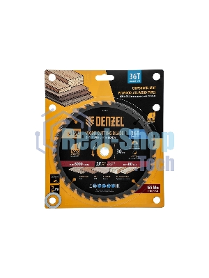 Пильный диск по дереву Denzel ф190 х 30 мм, 36 зубьев 733407