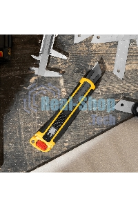 Нож Denzel 25 мм, сменное лезвие, SK4, корпус из ABS + TPR, торцевой зажим