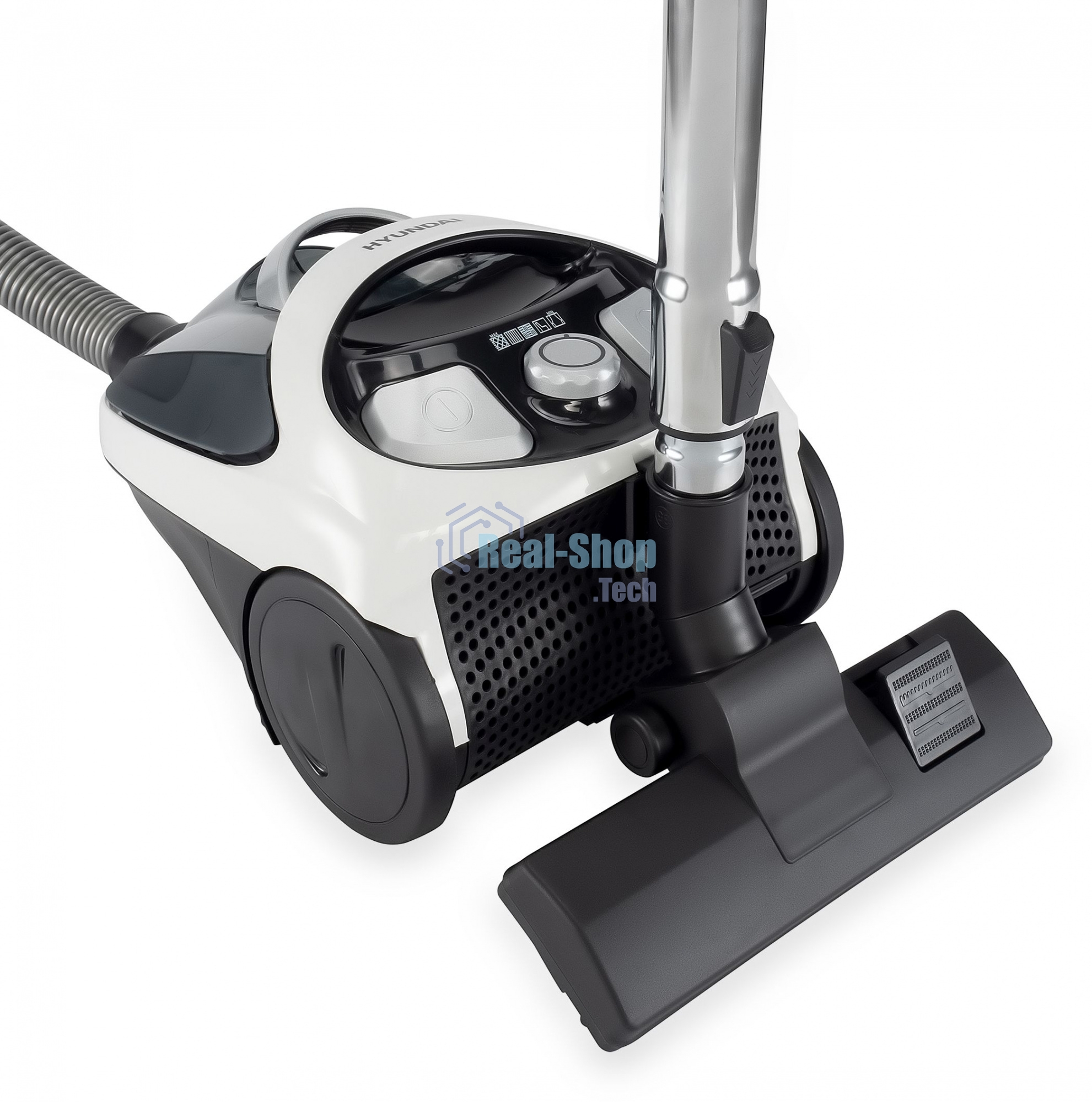 Пылесос Hyundai HYV-C1995 белый/черный 250/1800 Вт, уборка сухая, пылесборник контейнер, 1.5 л