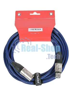 Кабель микрофонный FORCE FMC-05/6 BLXLR (M) - XLR (F), высококачественный балансный, малошумящий с проводниками из безкислородной меди OFC, диаметр 6 мм, профессиональные металлические разъемы, длина 3 м, цвет синий