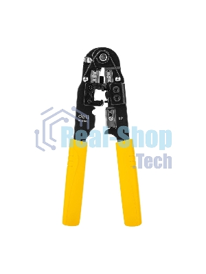 Обжимные клещи Deli DL381008 RJ45 Размер: 205мм. Спецификация обжима: 8P. Холоднокатаный стальной лист с черной отделкой, ручка из ПВХ. Лезвие SK5. Инструмент для зачистки проводов, кусачки и обжимной инструмент 3-в-1.