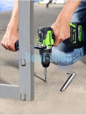 Дрель-шуруповерт аккумуляторная Greenworks GD24DD140 24V, 70/140Нм,Anti-kickback,2х4Ач,ЗУ,кор 3707607CUD