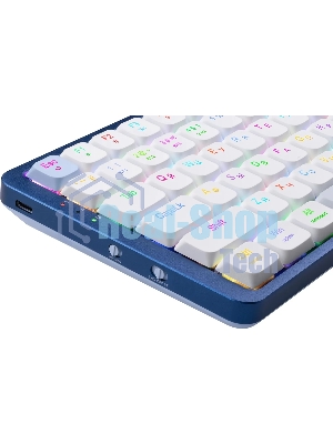 Клавиатура Redragon Eva Pro гибридная, USB Type-A, Bluetooth, радиоканал, белый/синий