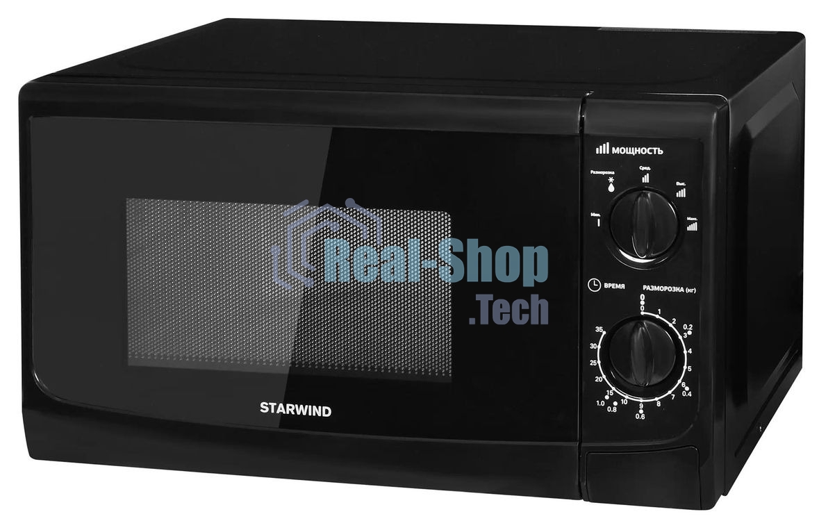 Микроволновая печь Starwind SWM5720 черный, 20 л, 700 Вт, переключатели - поворотный механизм