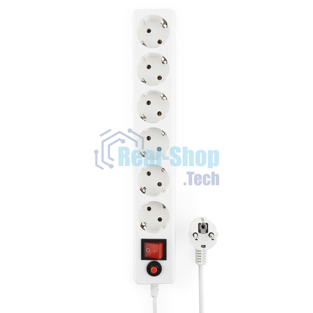 Сетевой фильтр Гарнизон 6 р, 10А, 7 м, ур.защиты 4, белый, пакет