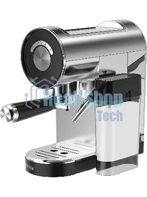 Кофеварка рожковая Hyundai HEM-4305 серебристый/черный, исп. кофе - молотый, 0.9 л, 1350 Вт, 20 бар