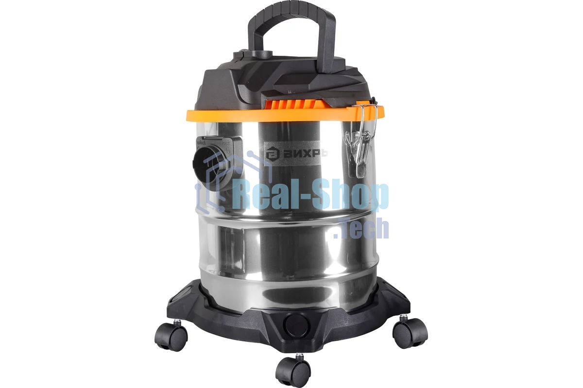 Строительный пылесос Вихрь СП-1500/20А серебристый, 1500 Вт, уборка сухая/влажная/выдув, пылесборник мешок, 20 л