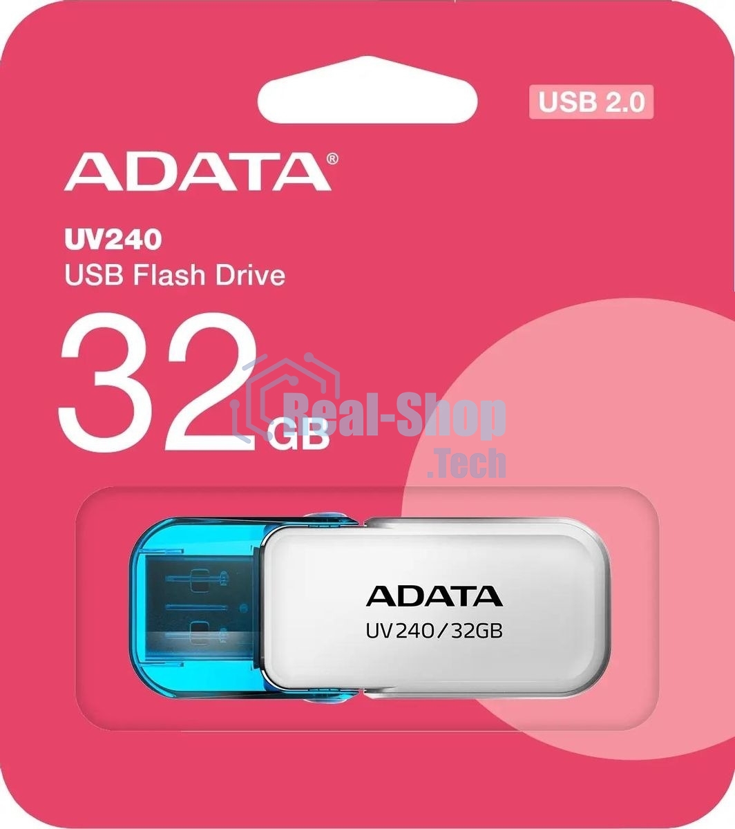 Флешка USB ADATA UV240 (AUV240-32G-RWH), 32Gb, USB 2.0, R/W 15/5, белый/синий