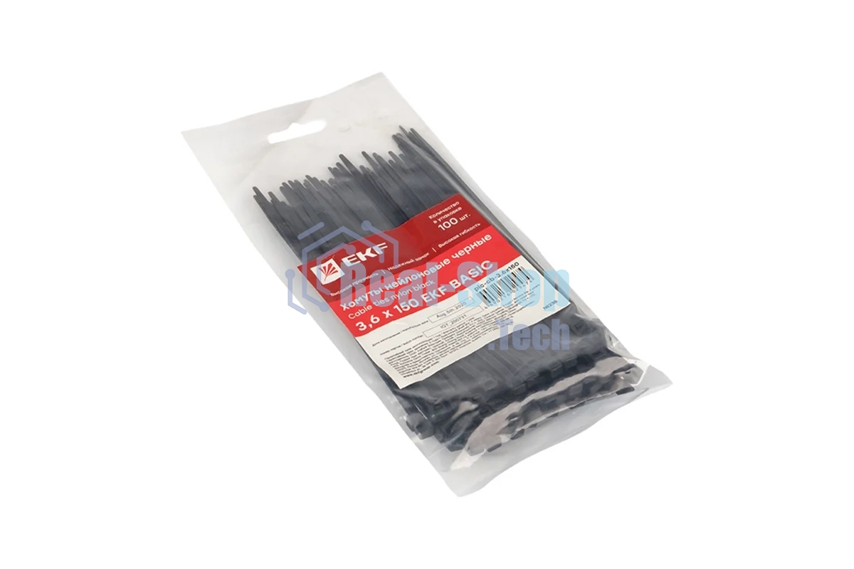 Хомут кабельный 3.6х150 нейл. черный (уп. 100 шт) EKF plc-cb-3.6x150