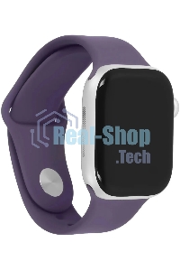 Умные часы Apple Watch Series 11 A3331 42мм OLED корп.серебристый Sport Band рем.фиолетовый разм.брасл.:M/L (MEU74LW/A)