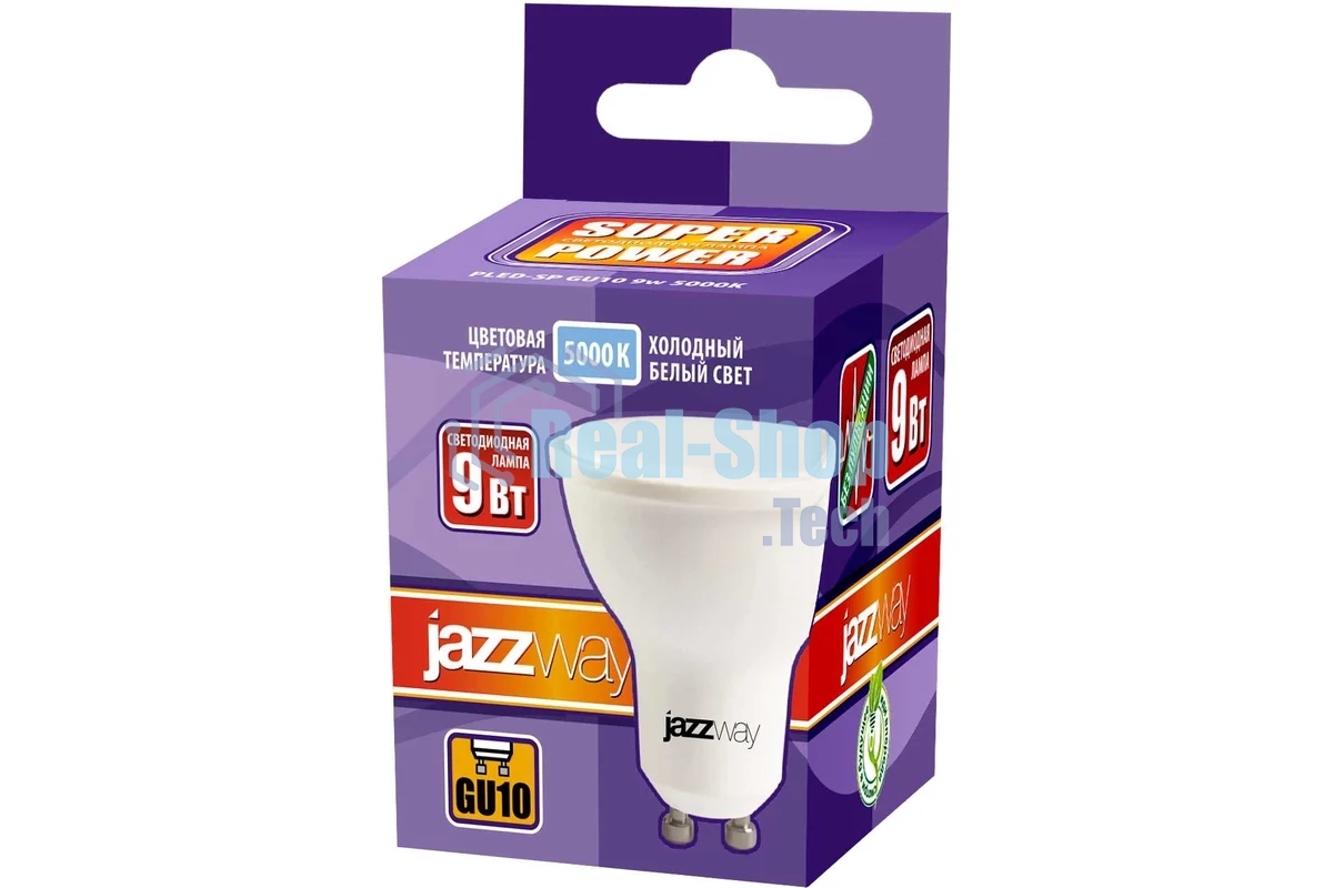 Лампа светодиодная JazzWay PLED-SP 9Вт 5000К холодный белый GU10 720лм 230В