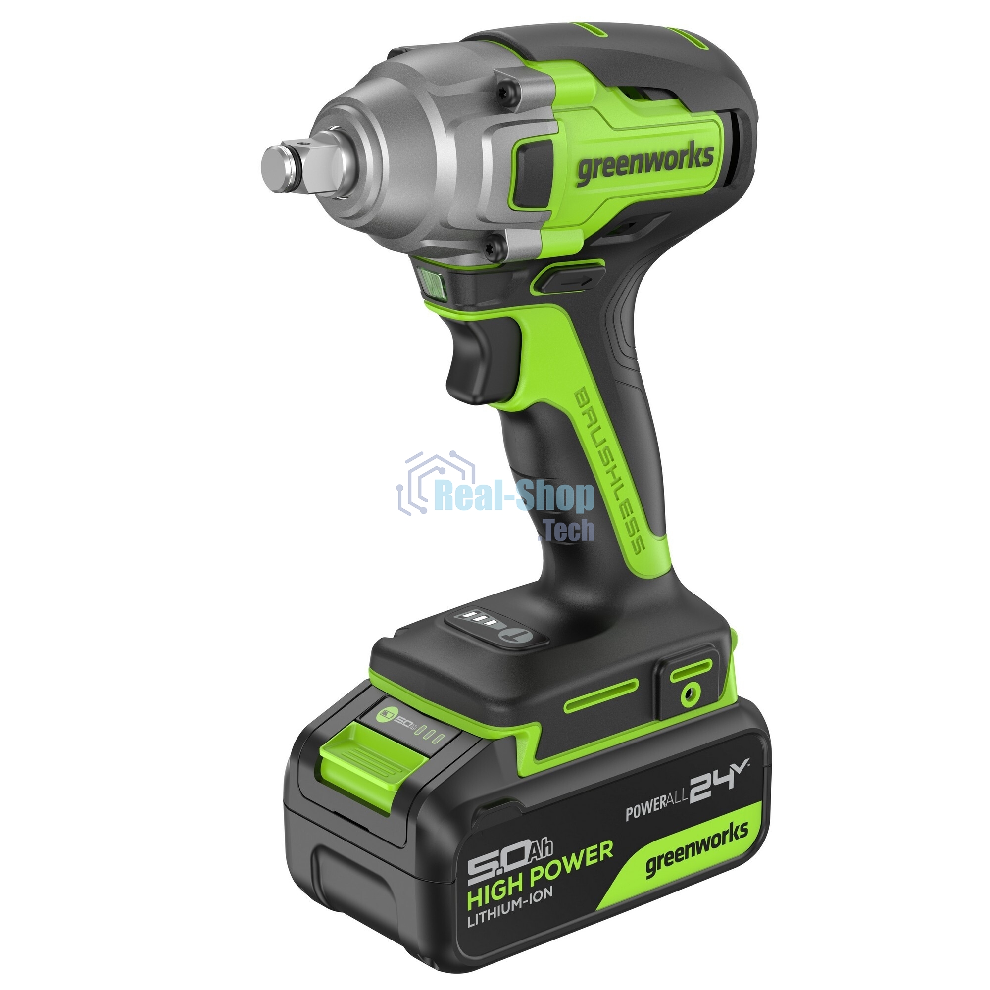 Гайковерт Greenworks GD24IW400 аккум. патрон:квад.1/2