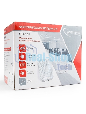 Акустическая система 2.0 Gembird SPK-100-W, белый, 6 Вт, регулятор громкости, USB-питание