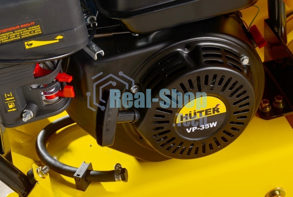 Виброплита бензиновая Huter VP-35W 4870 Вт 6.5 л.с., 25 кН, подошва 580х500 мм, 1050 м2/ч, 105 дБ