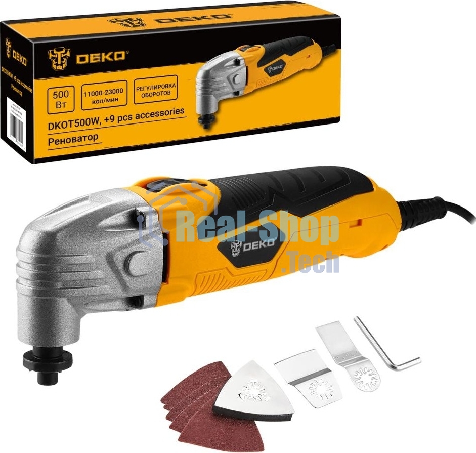 Многофункциональный инструмент Deko DKOT500W + набор предметов 9 шт.