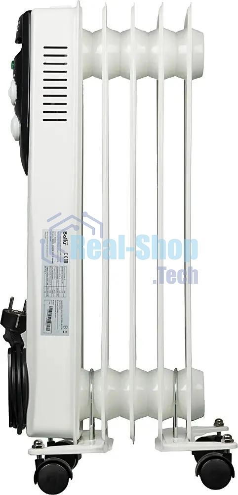 Обогреватель масляный Ballu Classic BOH/CL-05WRN (5 секций), белый, 1000 Вт, 15 м2, термостат