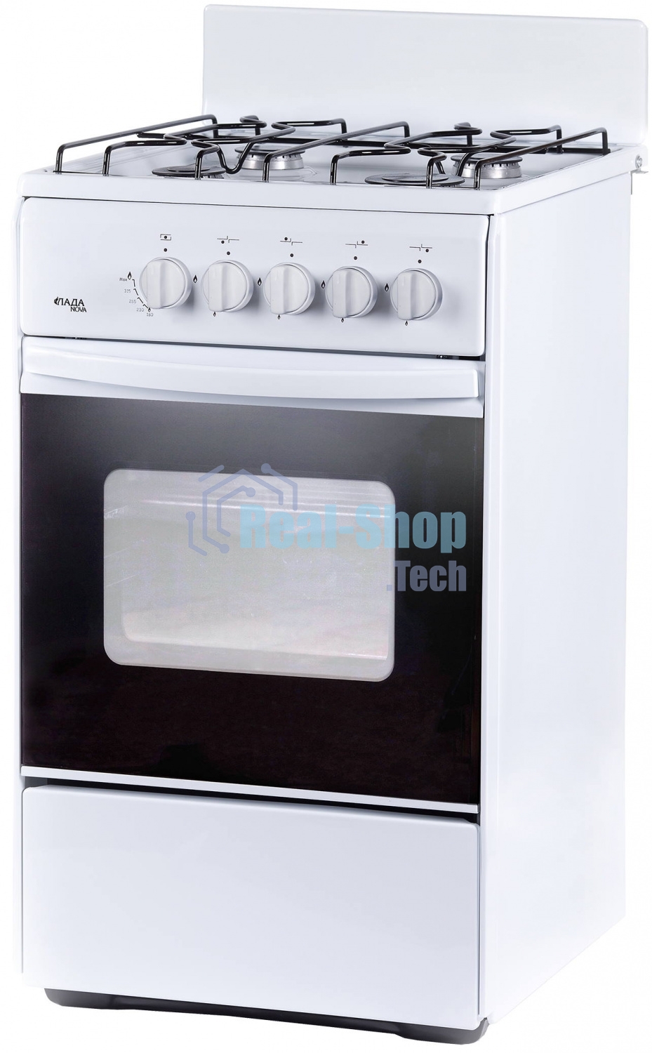 Плита газовая Лада Nova RG 24043 белый, конфорок 4 шт, духовка 50 л, 50 см x 85 см x 60 см