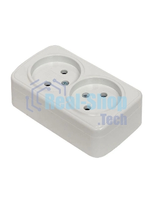 Розетка EKF EGR10-102-10 2-я, б/з, 10А, ОП Basic Минск белый