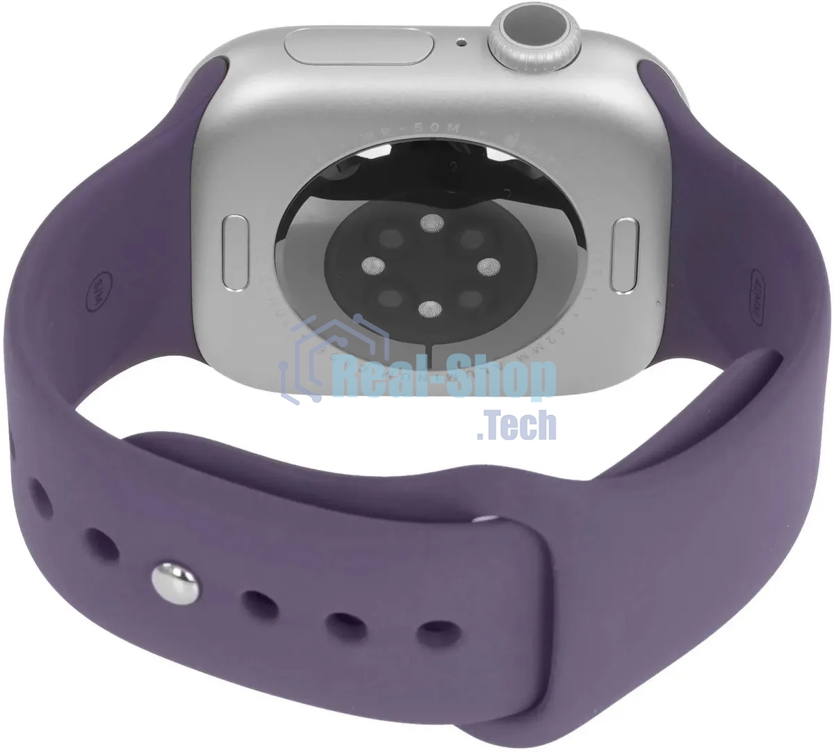 Умные часы Apple Watch Series 11 A3331 42мм OLED корп.серебристый Sport Band рем.фиолетовый разм.брасл.:M/L (MEU74LW/A)