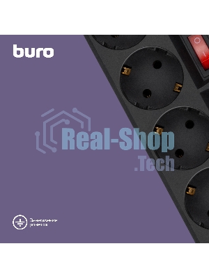 Сетевой фильтр Buro 500SH-3-SW-B 3 м, 5 розеток, черный, коробка