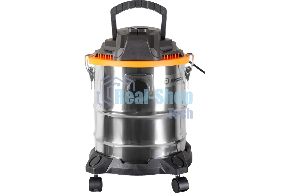 Строительный пылесос Вихрь СП-1500/20А серебристый, 1500 Вт, уборка сухая/влажная/выдув, пылесборник мешок, 20 л
