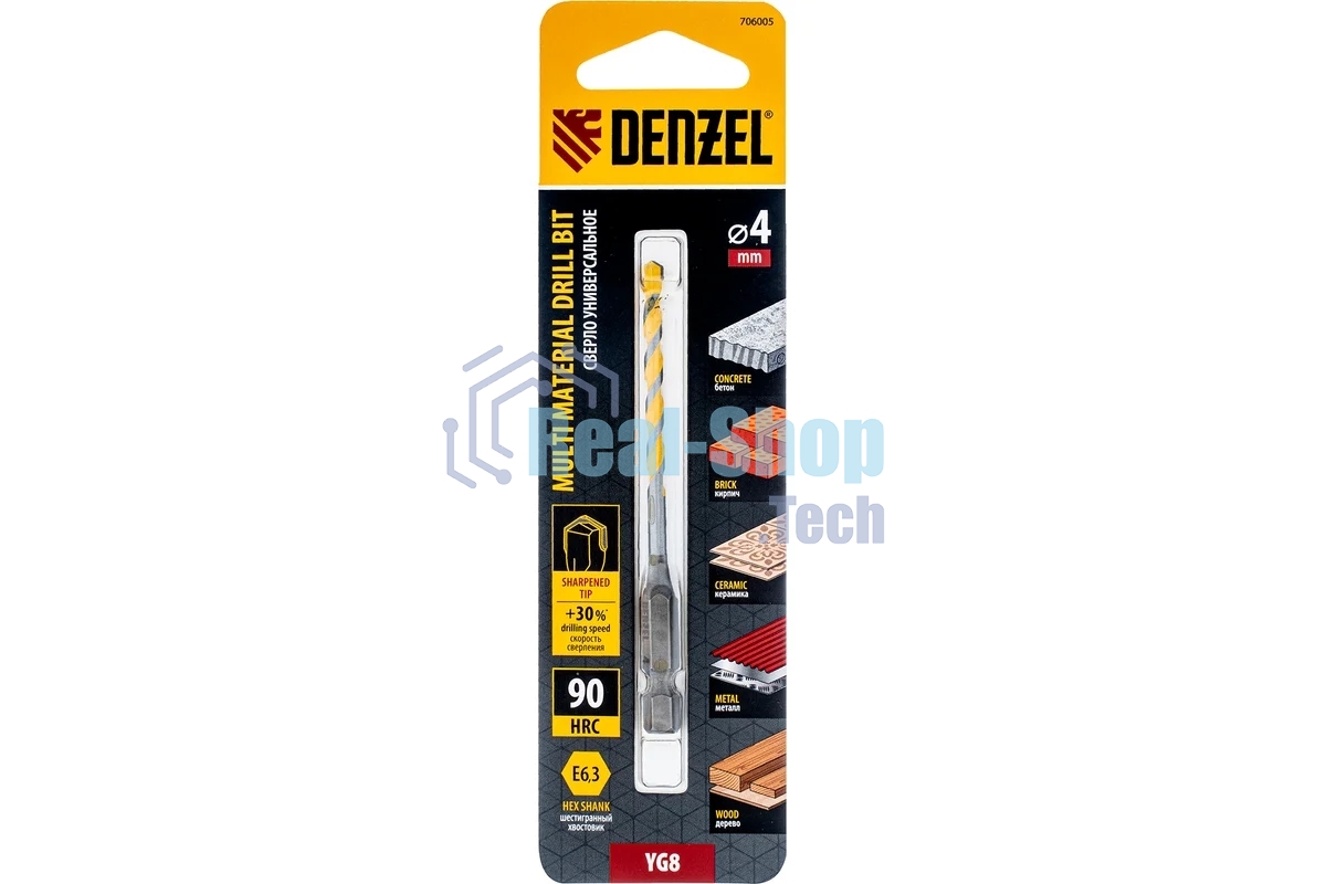 Сверло универсальное Denzel Multi cut, 4 мм