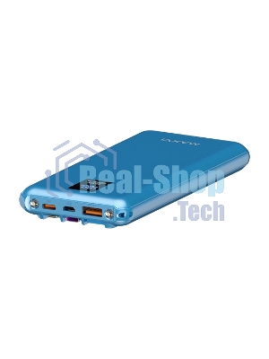 Портативный аккумулятор Maxvi PB10-11 10000 мАч blue 3A, встроенные кабели USB A/Type-C/Lightning