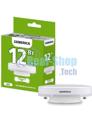 Лампа cветодиодная LED T80 IEK LL-T80-12-230-40-GX53-G таблетка 12Вт 230В 4000К GX53 GENERICA