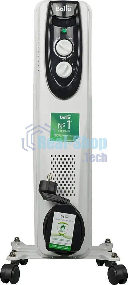 Обогреватель масляный Ballu Classic BOH/CL-05WRN (5 секций), белый, 1000 Вт, 15 м2, термостат