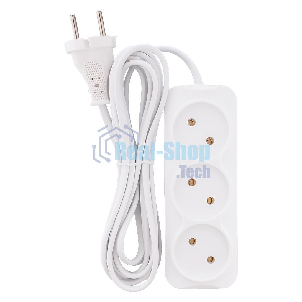 Удлинитель 3 гнезда 3 метра 6А/1,35 кВт без заземления ШВВП 2х0,75 (SBE-10-3-03-F)