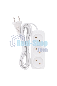 Удлинитель 3 гнезда 3 метра 6А/1,35 кВт без заземления ШВВП 2х0,75 (SBE-10-3-03-F)
