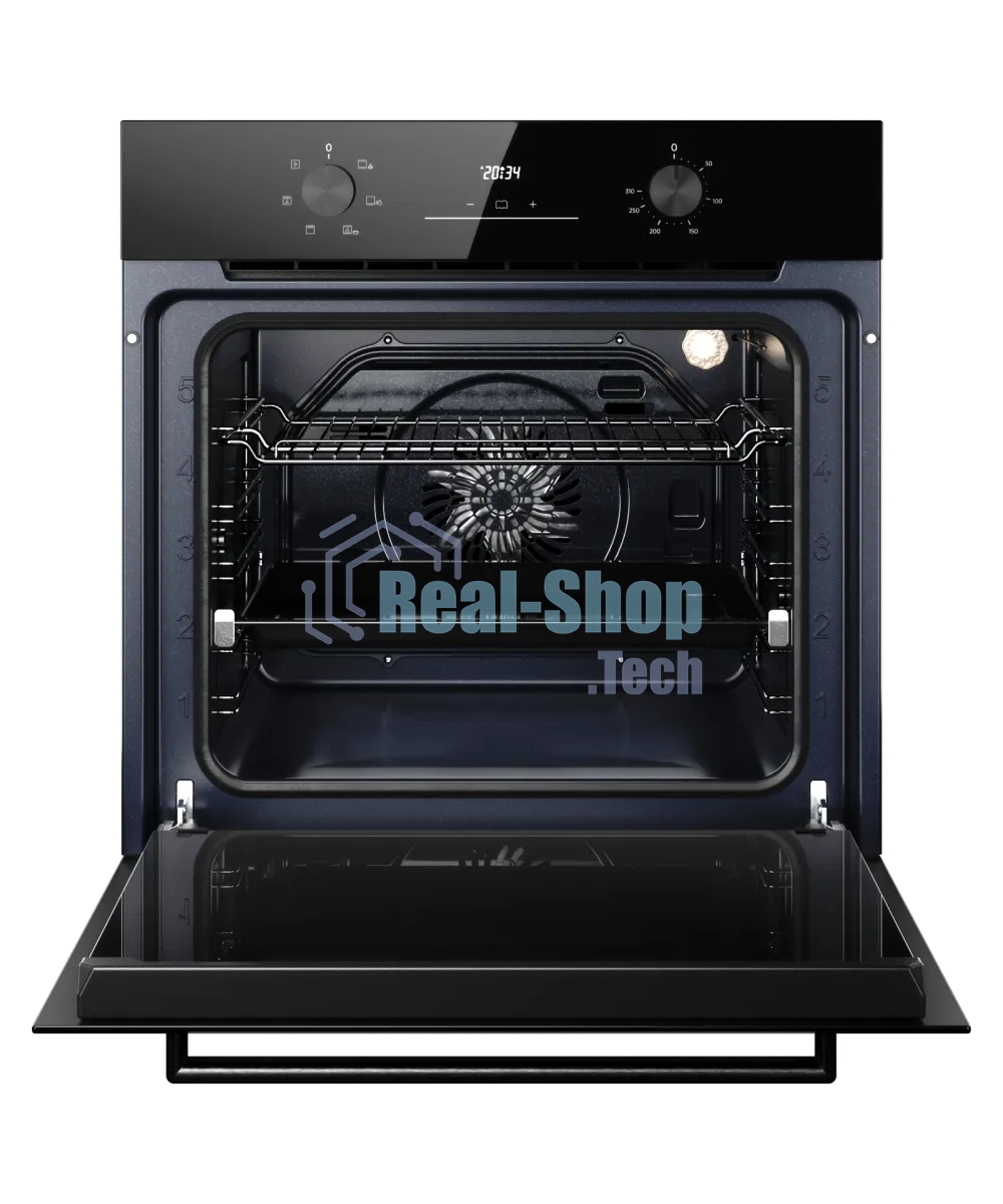 Духовой шкаф Kuppersberg HO 606 Black, High-Tech, 78 л, поворотное управление, дисплей, таймер, 6 режимов, макс. температура 310 градусов, телескопические направляющие (на 1 уровень), цвет черный, цвет фурнитуры черный
