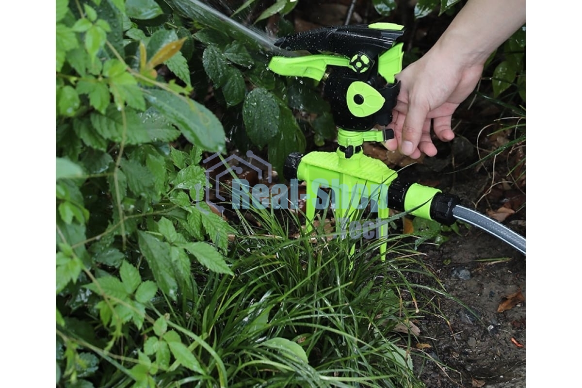 Дождеватель-разбрызгиватель импульсный на 3-х пиках Deli DL581302 площадь орошения до 490кв.м, сектор полива 0-360 град, диаметр шланга 3/4