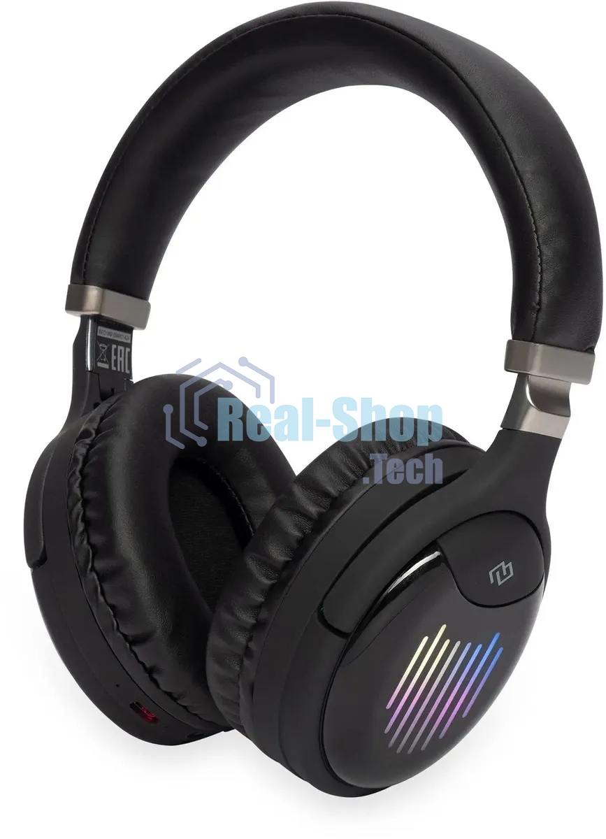 Беспроводные/проводные наушники Digma BT-16 черный, накладные, Bluetooth + проводной, складная конструкция, до 10 ч