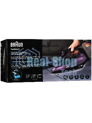 Утюг Braun TexStyle 9 SI9661VI фиолетовый/черный, 3100 Вт, 60 г/мин, 250 г/мин, 330 мл