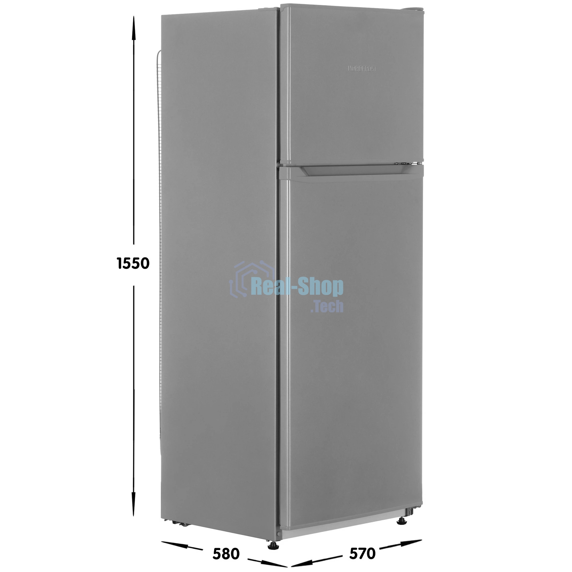Холодильник Nordfrost NRT 145 132 серебристый двухкамерный 209/68 л морозилка сверху, ручная разморозка