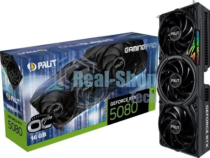 Видеокарта Palit PA-RTX 5080 GAMINGPRO OC 16Gb GeForce RTX 5080 16Gb 256bit GDDR7 2295/30000 HDMIx1 DPx3 HDCP Ret PCI-E PA-RTX 5080