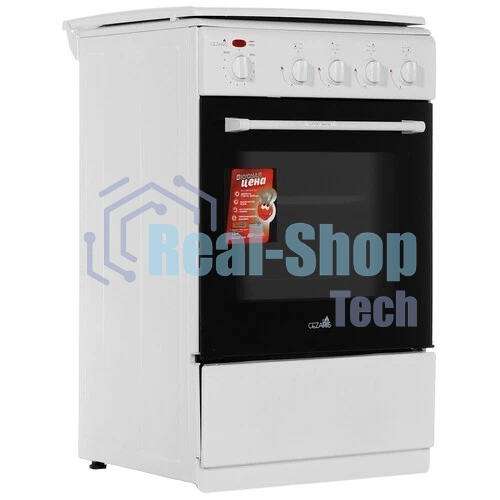 Плита комбинированная Cezaris ПГЭ 1000-05 белый, конфорок 4 шт, духовка 45 л, 51 см x 85 см x 52 см