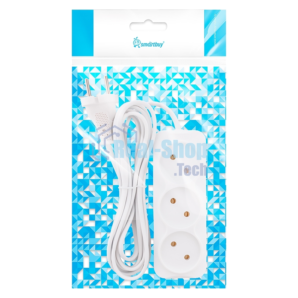 Удлинитель 3 гнезда 3 метра 6А/1,35 кВт без заземления ШВВП 2х0,75 (SBE-10-3-03-F)