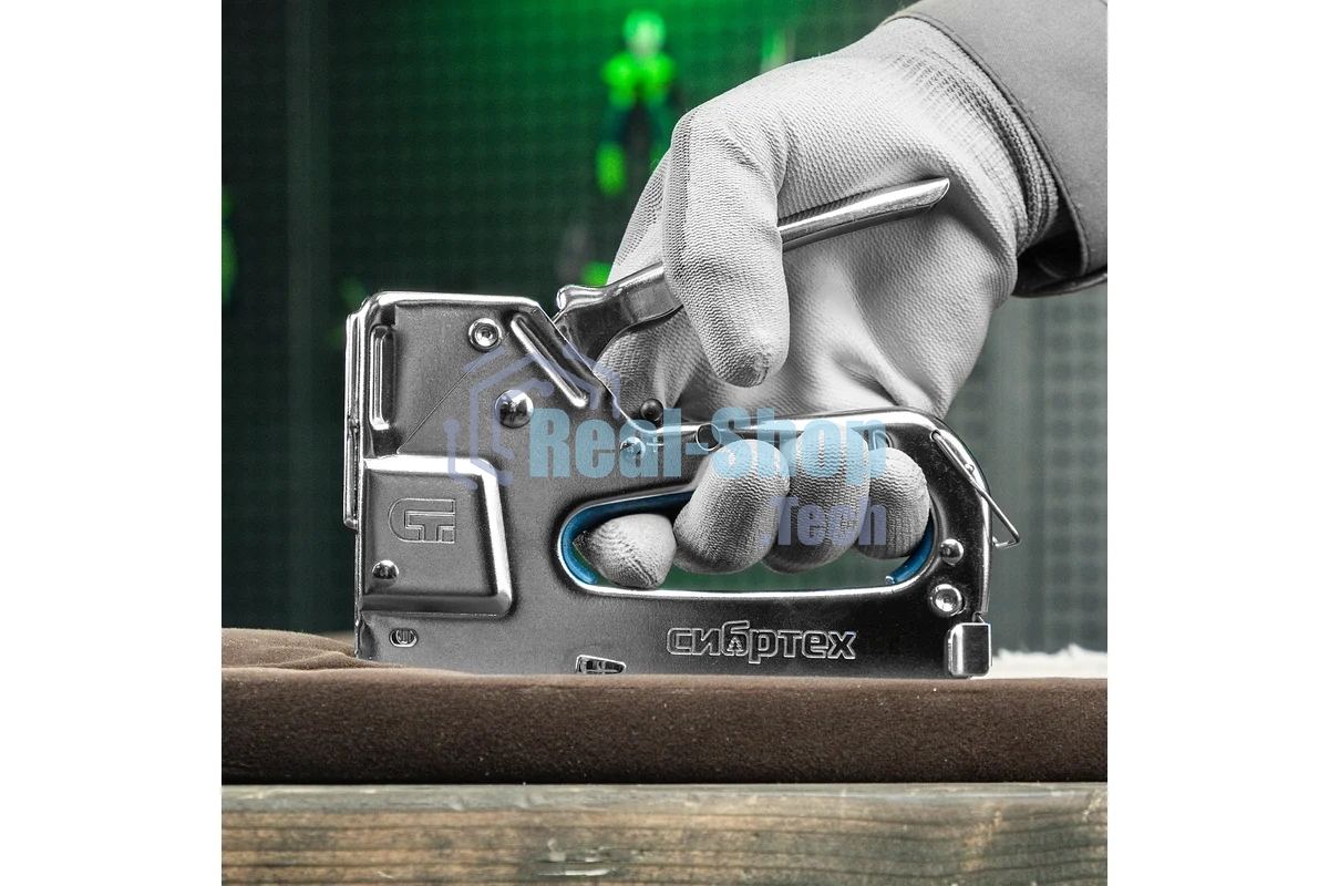 Степлер мебельный Сибртех, металлический, регулируемый, тип скобы 53, 4-14 мм