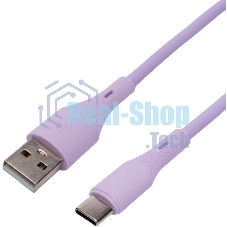 Кабель USB2.0 Cablexpert CC-USB2S-AMCM-1M-V AM/Type-C, 3А, 18Вт, QC3.0, силиконовый, медь, 1м, фиолетовый, пакет
