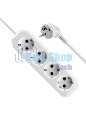 Удлинитель Defender R340 белый, 2 м, EURO, 4 розетки, 3500 Вт