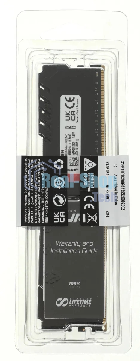 Оперативная память Kingston Fury Beast Black, DDR4, 8GB (1x8GB), 3200MHz, CL16, с радиатором, черный